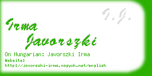irma javorszki business card
